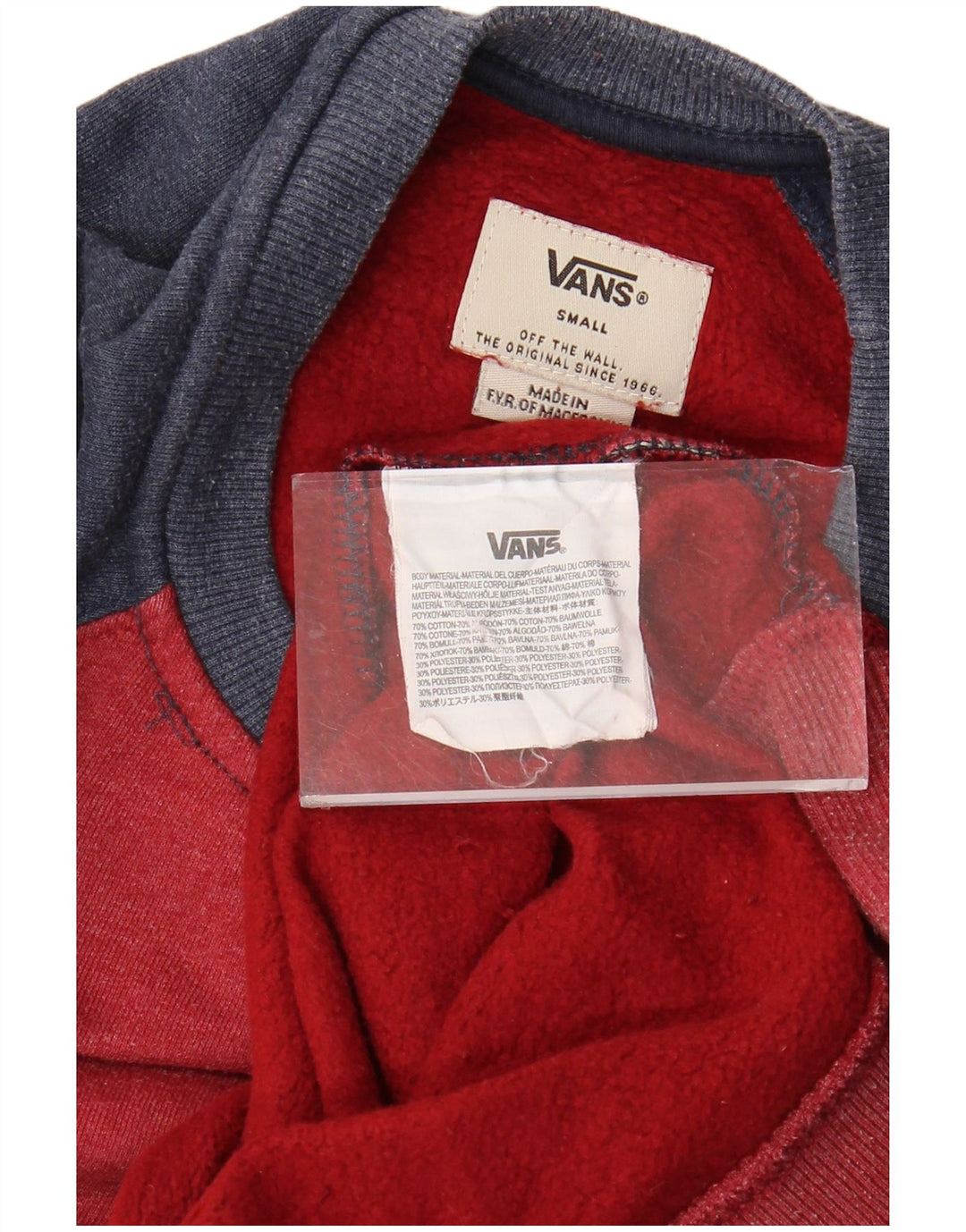 VANS Hombre Sudadera Jumper Small Rojo Colorblock Algodón