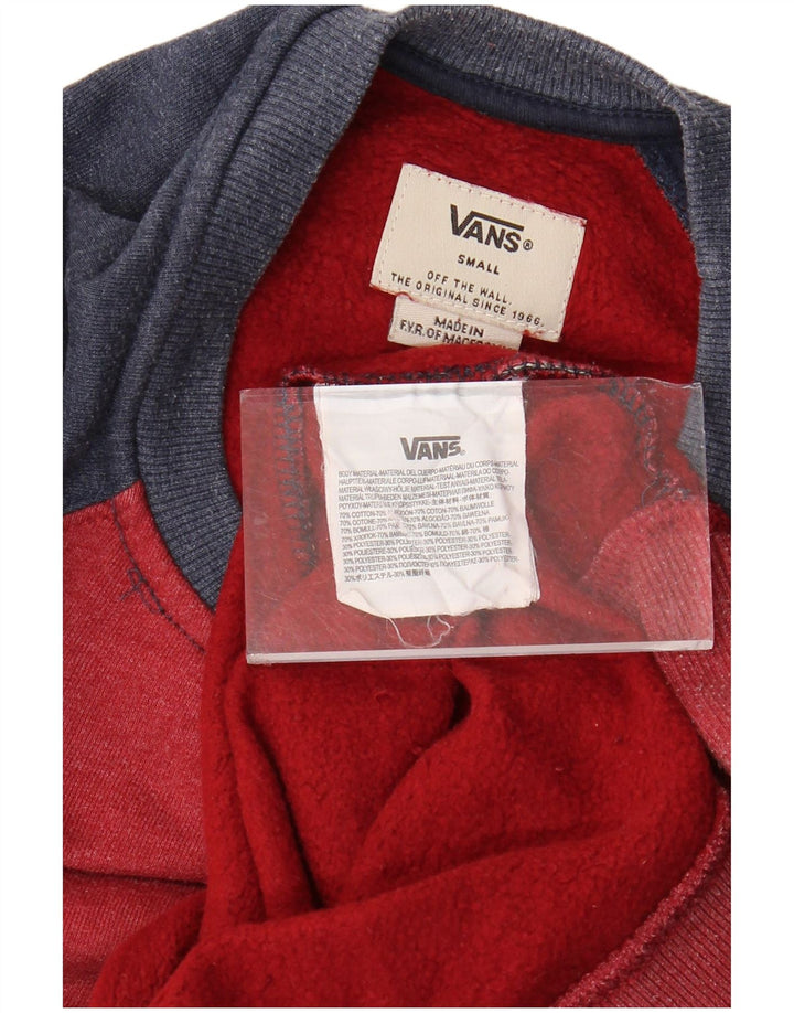 VANS Hombre Sudadera Jumper Small Rojo Colorblock Algodón
