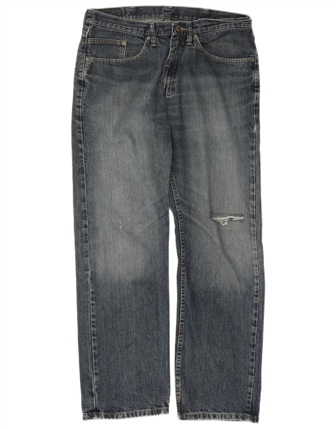 Wrangler Vaqueros rectos desgastados de ajuste regular para hombre W34 L29 Algodón azul