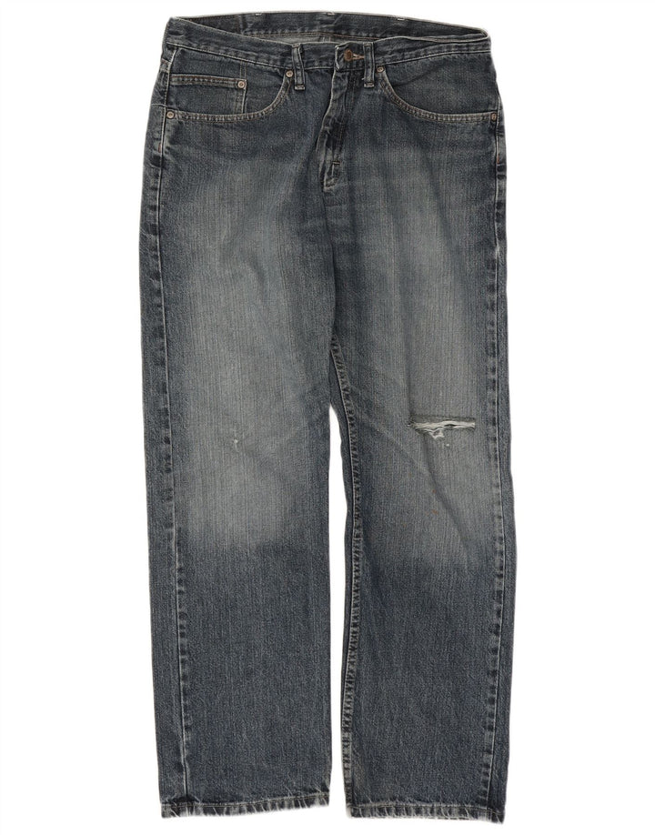 Wrangler Vaqueros rectos desgastados de ajuste regular para hombre W34 L29 Algodón azul