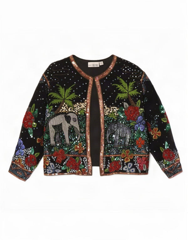 Together Chaqueta Bomber Extragrande con Estampado para Mujer Reino Unido 40/16 Grande Negro Floral