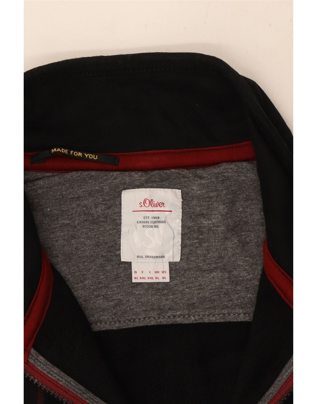 S.OLIVER Chaqueta superior de chándal con gráfico para hombre XL Negro