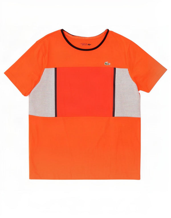 Lacoste Camiseta Hombre Talla 6 XL Naranja Colorblock Algodón