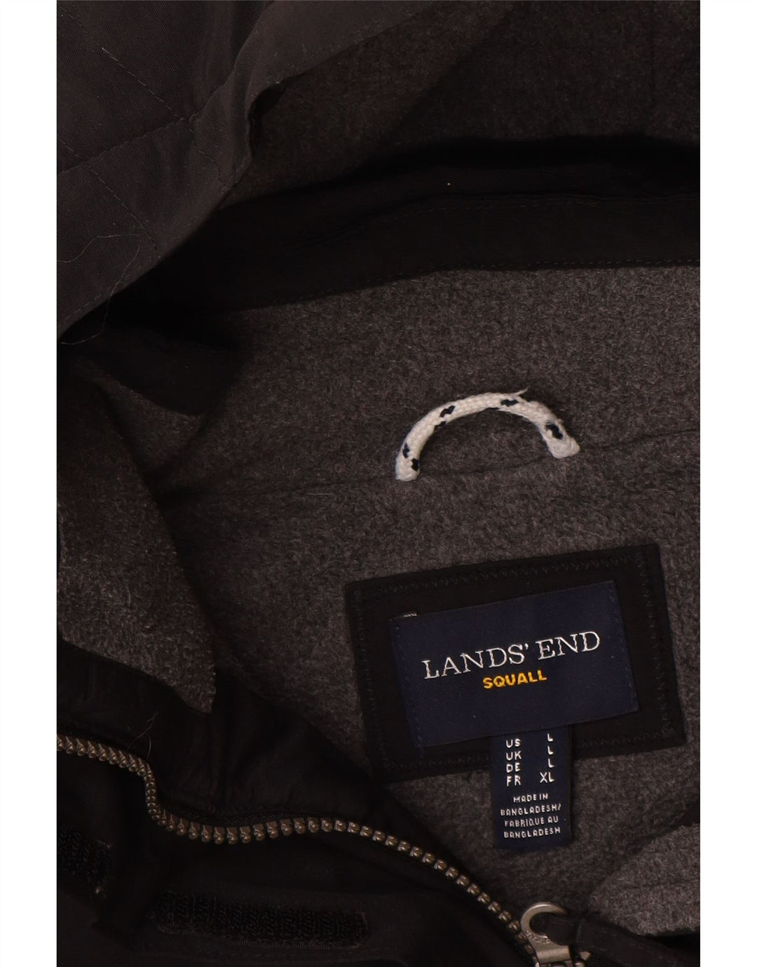 Lands End Abrigo cortavientos con capucha para mujer UK 46 Large Nylon negro