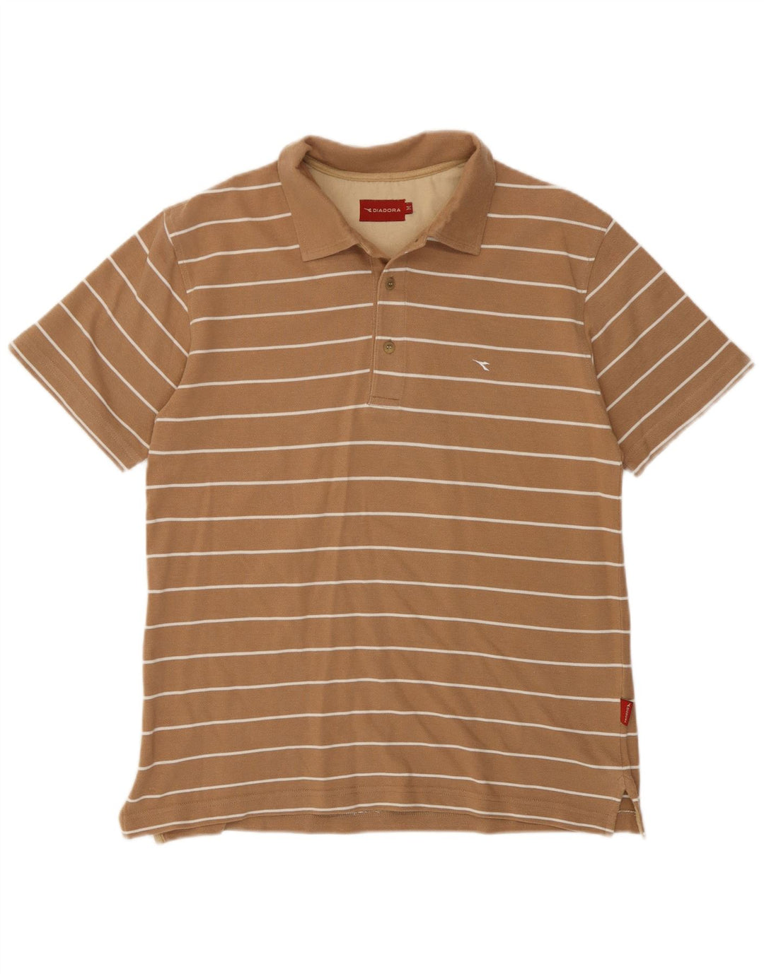 Polo Diadora Hombre De Algodón A Rayas Beige Medio
