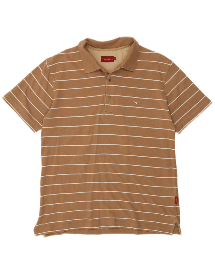 Polo Diadora Hombre De Algodón A Rayas Beige Medio