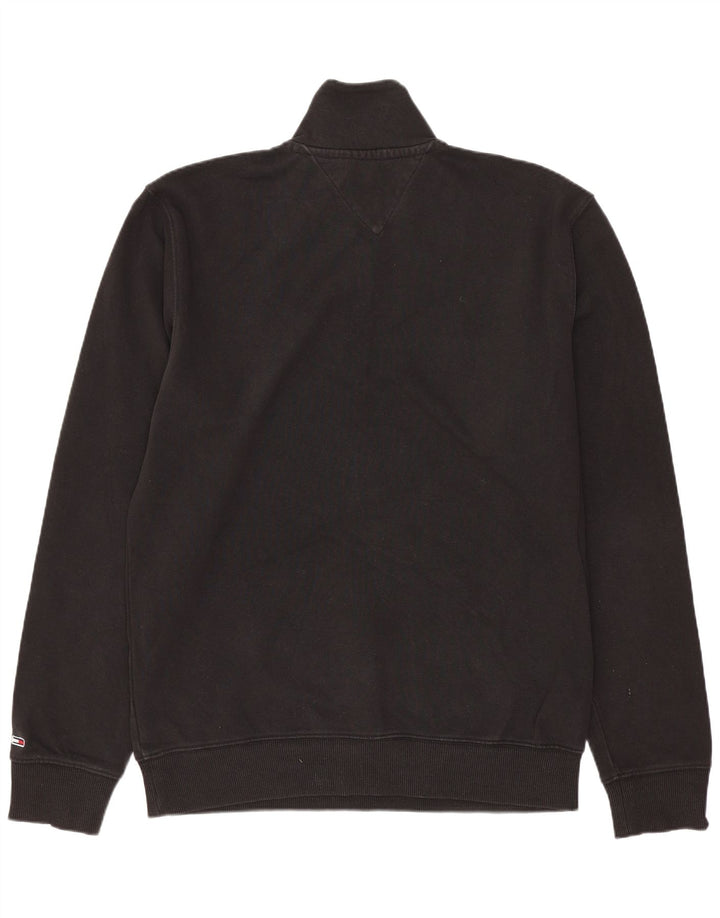 TOMMY HILFIGER Sudadera con cuello y cremallera para hombre Jumper Medium Black Cotton