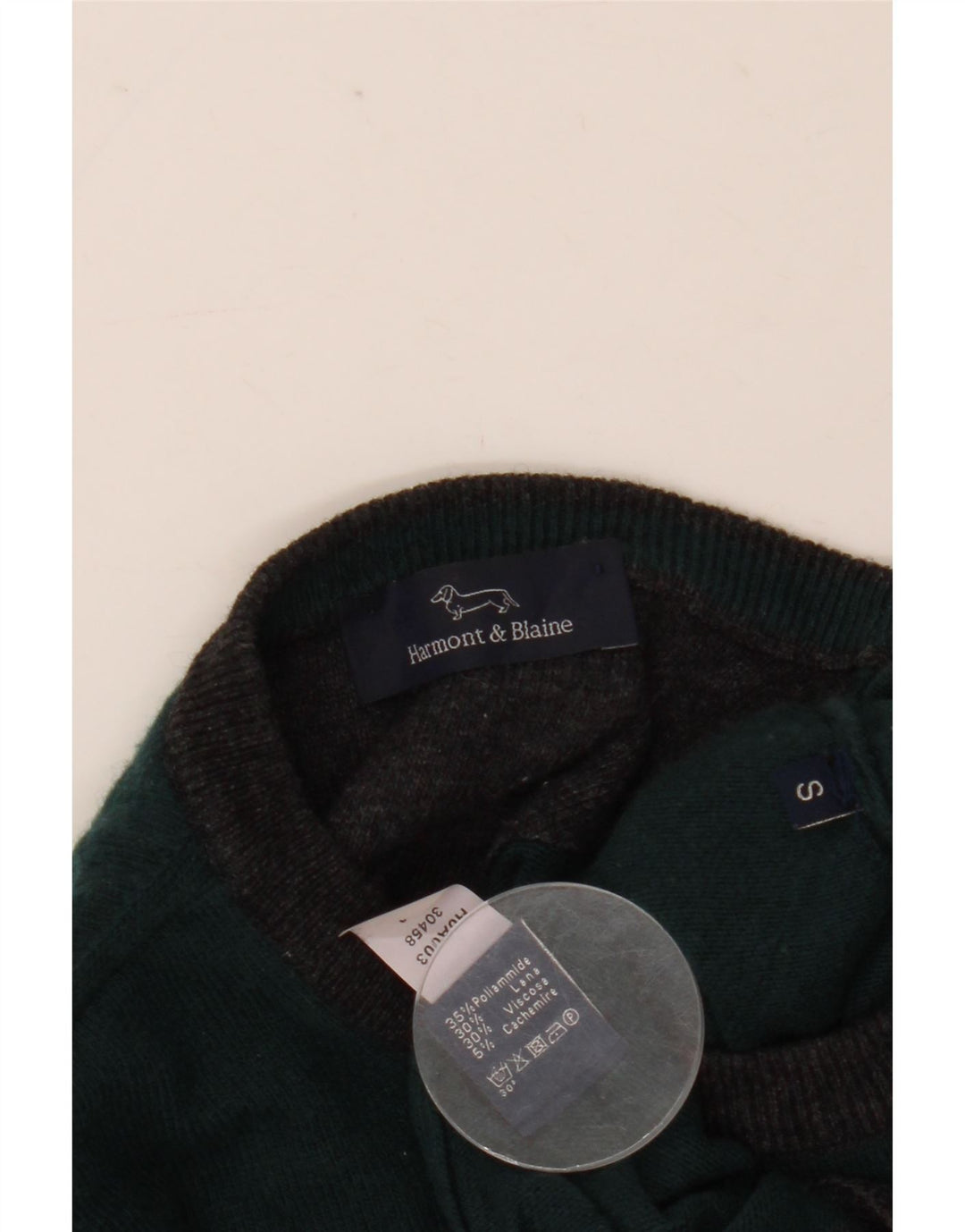 Harmont & Blaine Hombre Jersey De Cuello Redondo De Lana Color Block Pequeño Verde