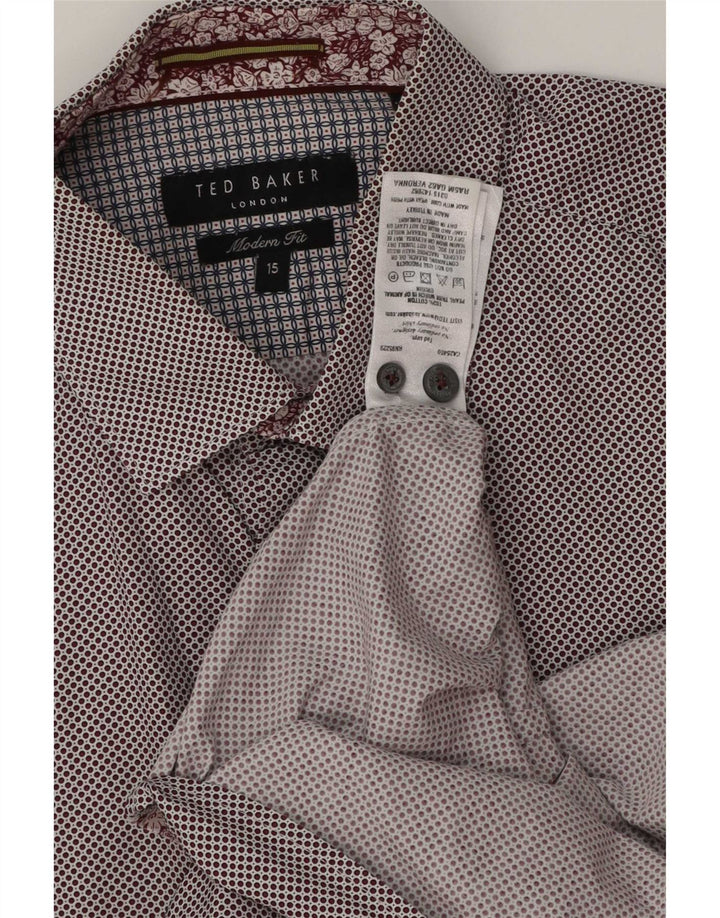 Ted Baker Camisa de corte moderno para hombre Talla 15 Algodón con manchas marrón medio