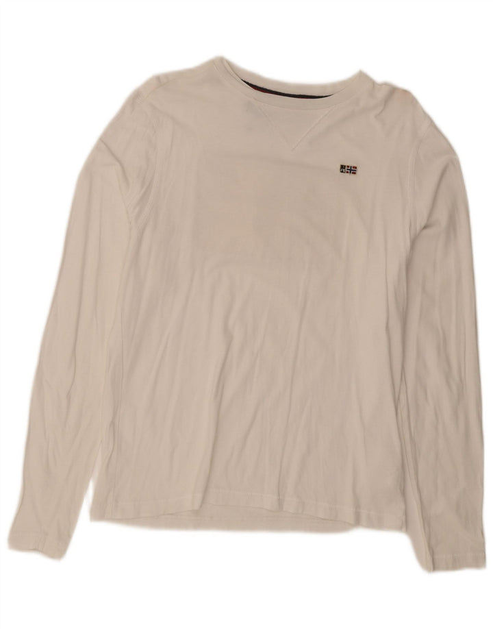 Napapijri Hombre Top Gráfico Manga Larga Algodón Blanco Mediano