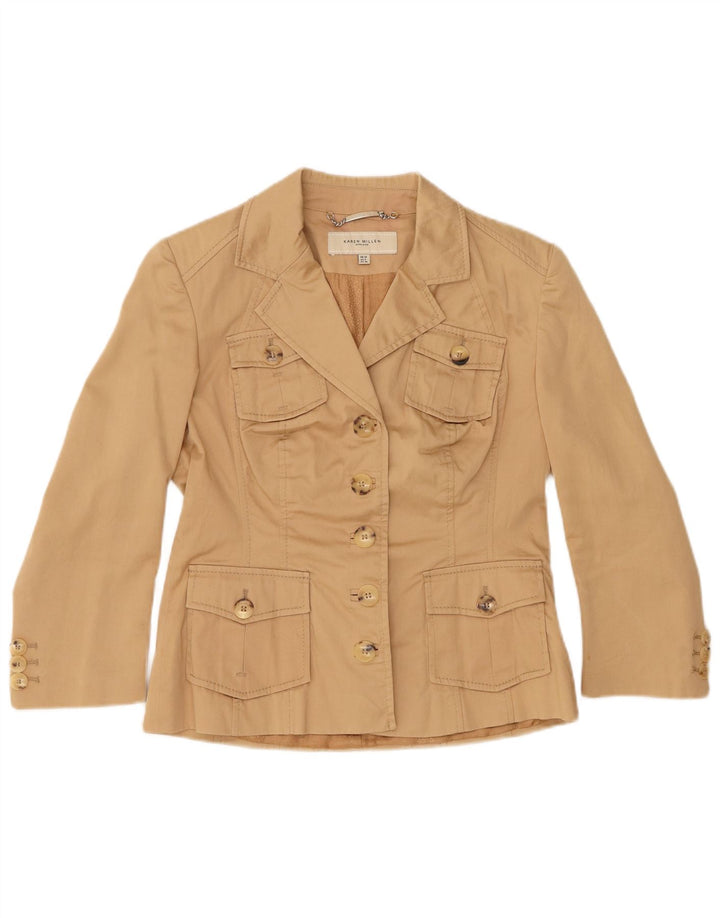 KAREN MILLEN Chaqueta tipo blazer de 5 botones para mujer UK 42 Viscosa beige mediana