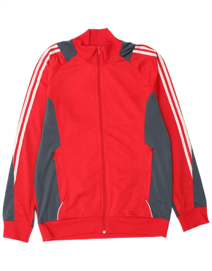 ADIDAS Chaqueta superior de chándal para hombre Reino Unido 42/44 Poliéster con bloques de color rojo grande