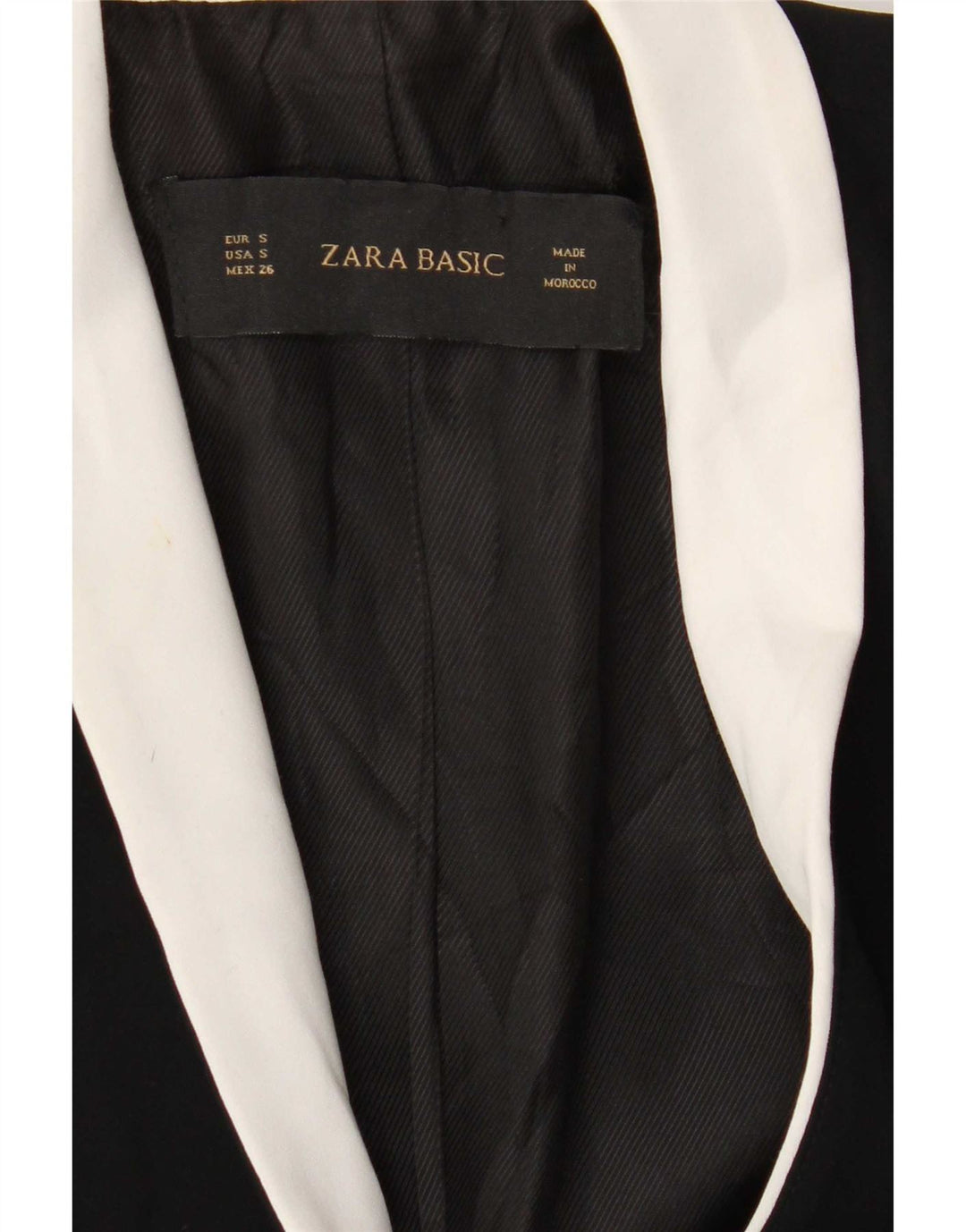 Zara Mujer Chaqueta Blazer De 1 Botón UK 40 Pequeña Poliéster Color Block Negro