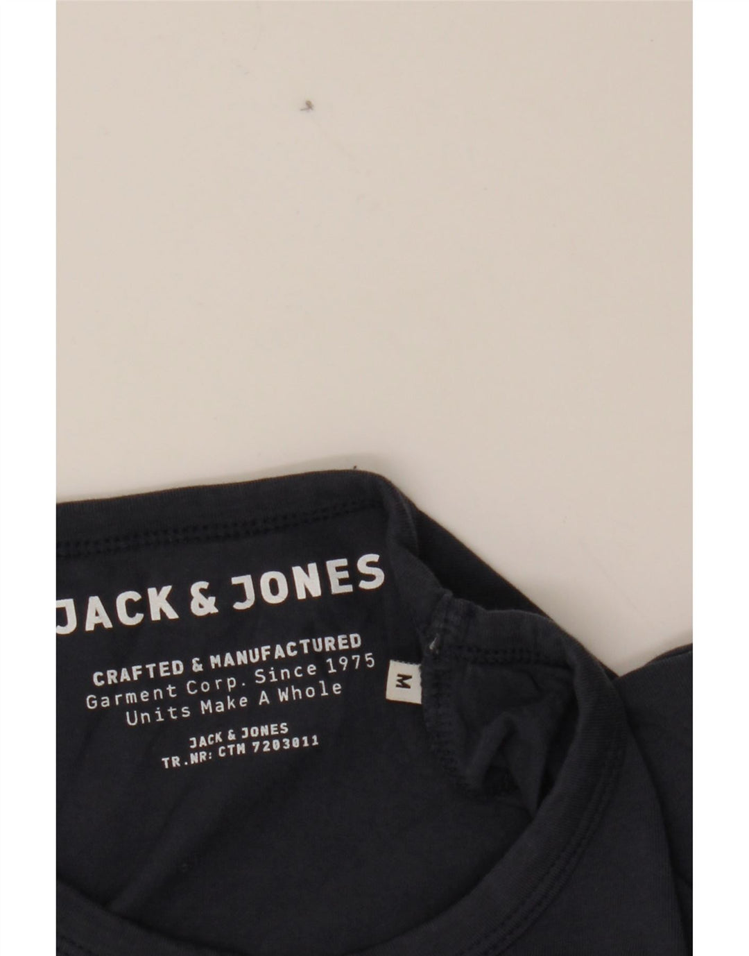 JACK & JONES Mens T-Shirt Top Medium Navy Blue Cotton Vintage Jack & Jones and Second-Hand Jack & Jones from Messina Hembry 