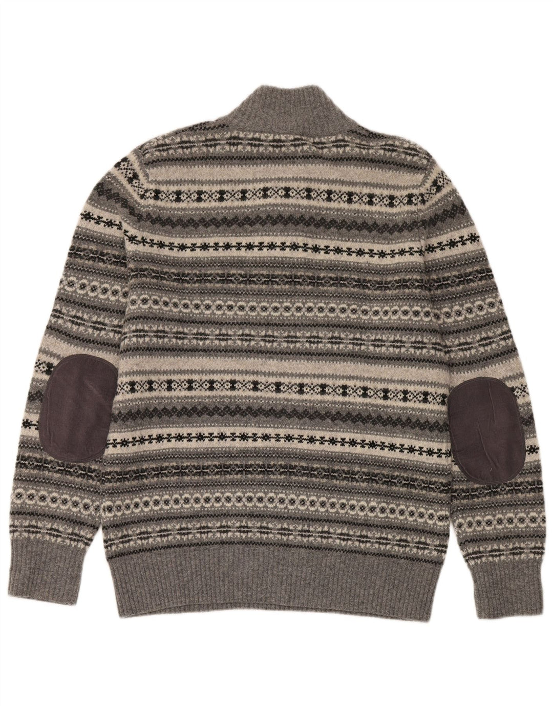 Crew Clothing Suéter tipo jersey con cuello y botones para hombre Grande Gris Fair Isle