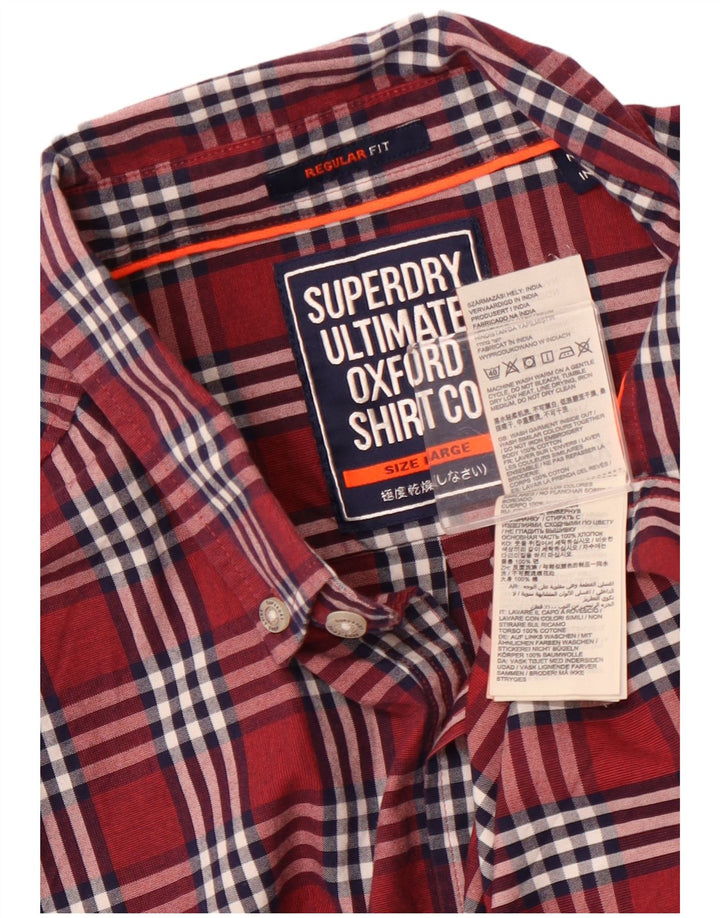 SUPERDRY Camisa Regular Fit De Algodón A Cuadros Burdeos Grande Para Hombre