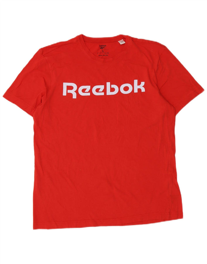 Reebok Camiseta gráfica para hombre Top grande de algodón rojo