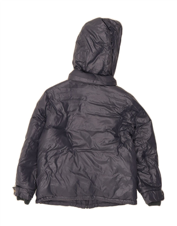 ADD Girls Hooded Reversible Padded Jacket 11-12 Years 2XS Grey Polyester Vintage ADD and Second-Hand ADD from Messina Hembry 