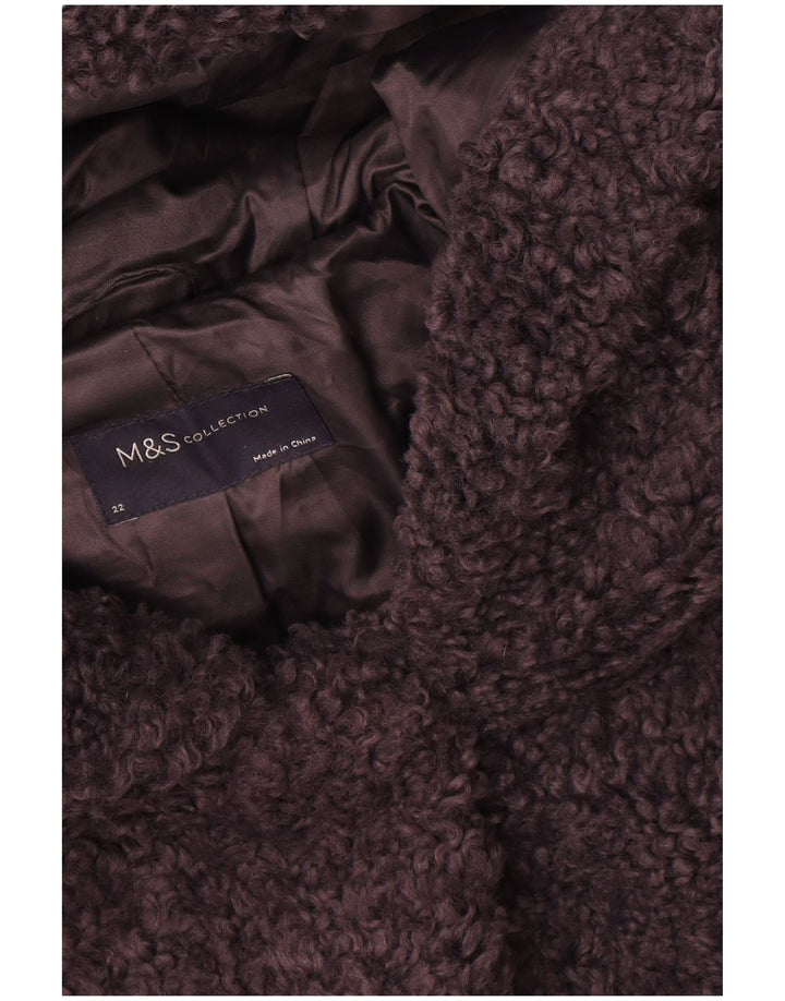 Chaqueta de forro polar con capucha para mujer Marks & Spencer Reino Unido 22 3XL Azul Marino Poliéster