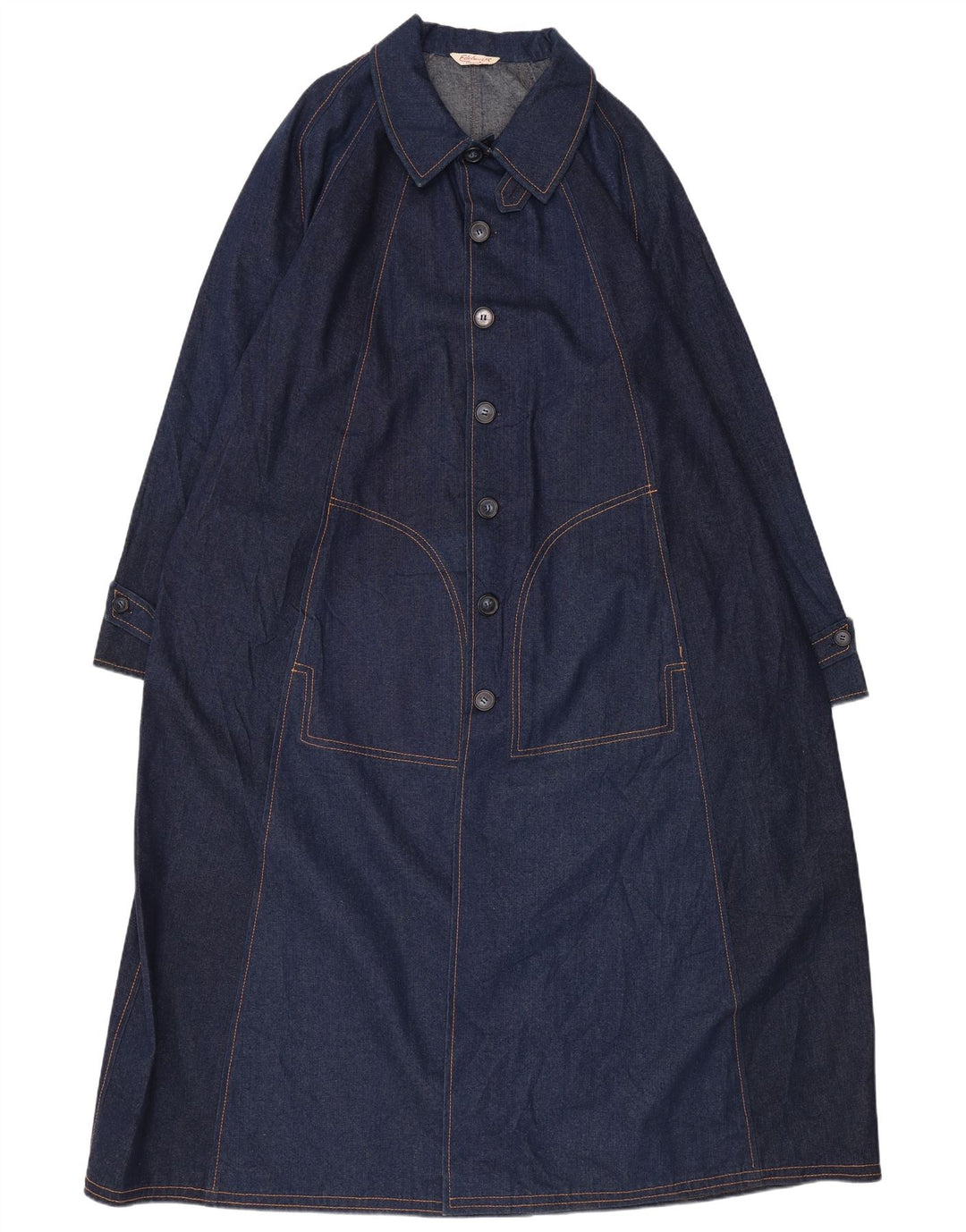 VINTAGE Hombres Abrigo de mezclilla de gran tamaño Reino Unido 18 XL Azul marino