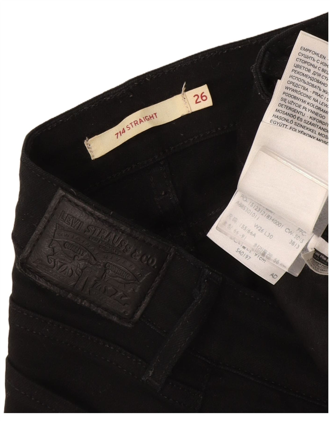 Levi's Vaqueros Rectos 714 Para Mujer W26 L30 Algodón Negro