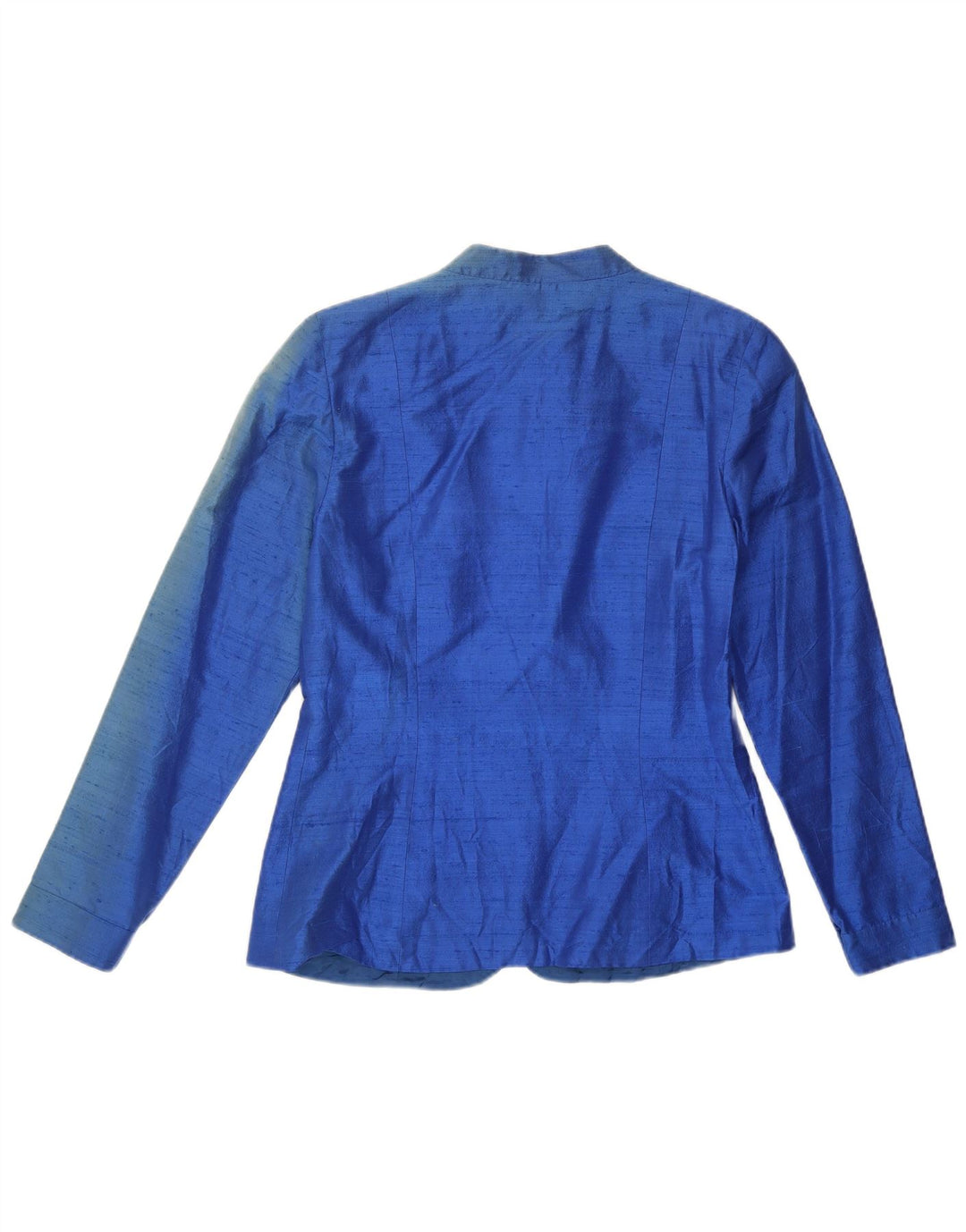 Vintage mujer Blazer chaqueta Reino Unido 12 seda azul medio