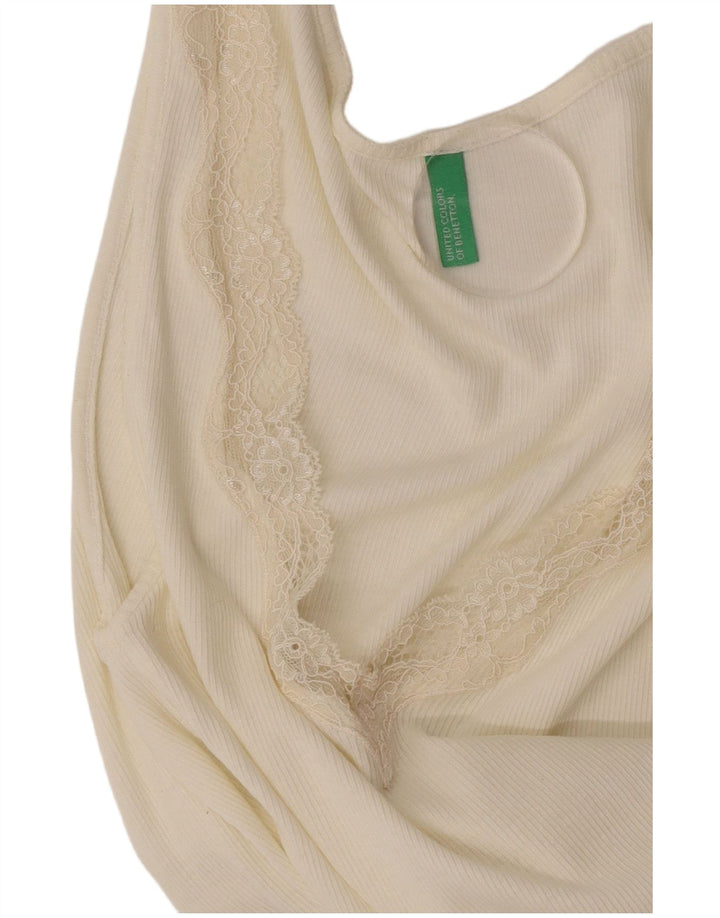 Benetton Blusa Sin Mangas Mujer UK 42 Medium Blanco