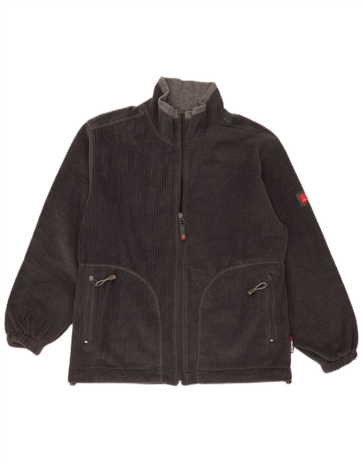 Invicta Mens Velour Chándal Top Chaqueta Pequeña Gris Poliéster