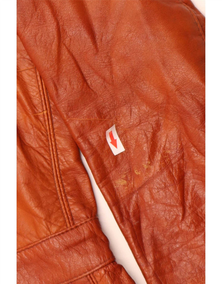 Vintage Hombres Reino Unido 34 XS Cuero Marrón