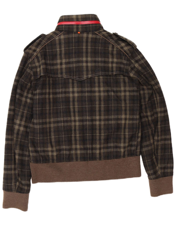 Hugo Boss Chaqueta Bomber Militar Con Capucha Para Hombre UK 38 Medium Brown Check