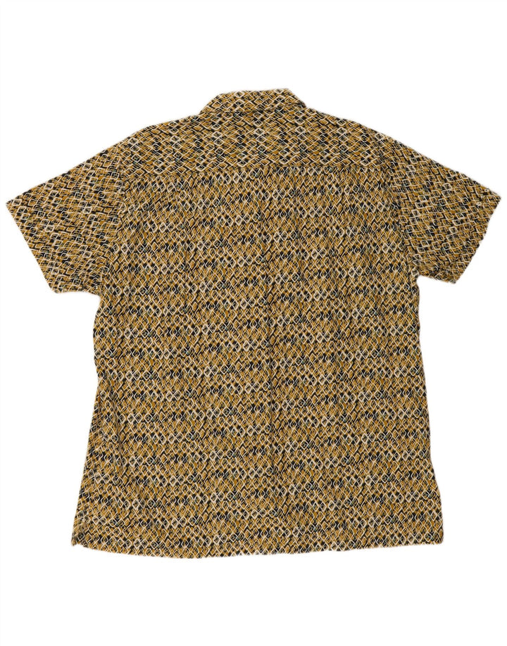 Springfield Camisa de manga corta para hombre con ajuste personalizado 2XL Amarillo Geométrico