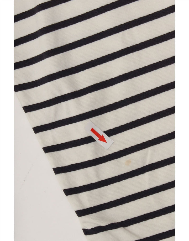 Joules - Sudadera con cuello y botones para mujer, talla 40, talla grande, color blanco a rayas