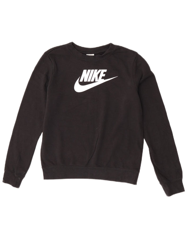 Nike Sudadera de gran tamaño con gráfico para mujer UK 6 XS Algodón negro