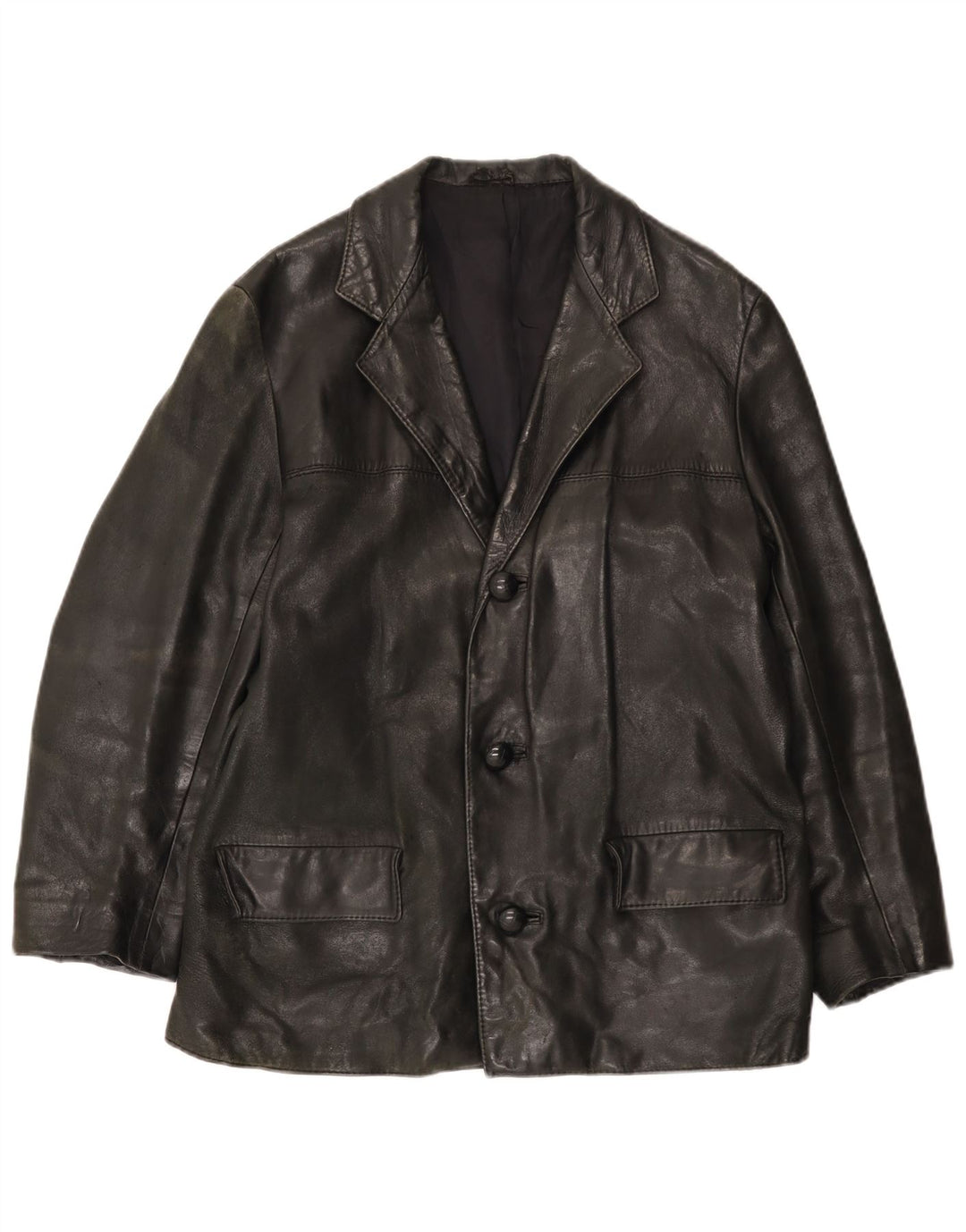 Vintage hombres chaqueta de cuero Reino Unido 38 medio negro