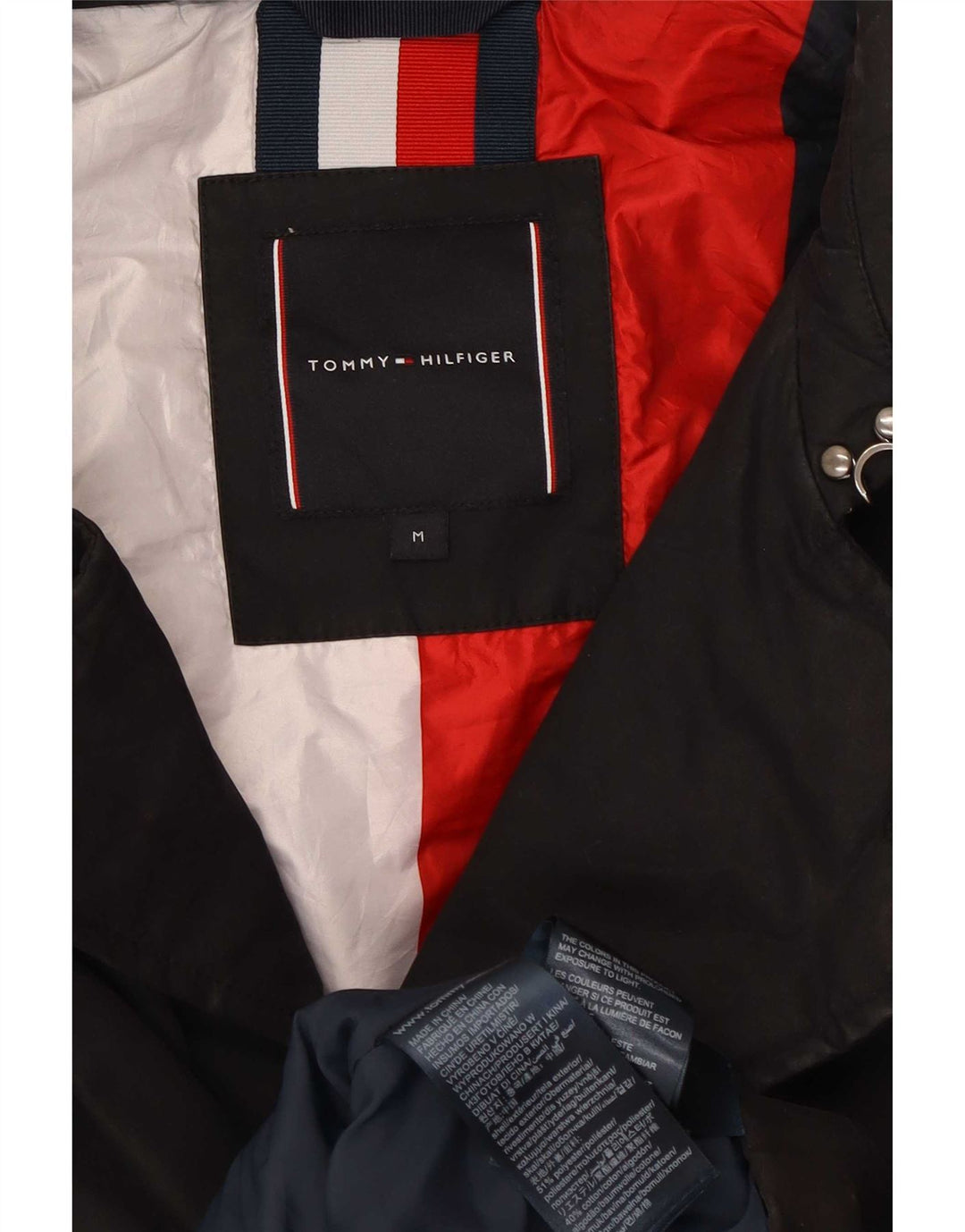 Tommy Hilfiger Abrigo para hombre UK 38 Medio Negro Poliéster
