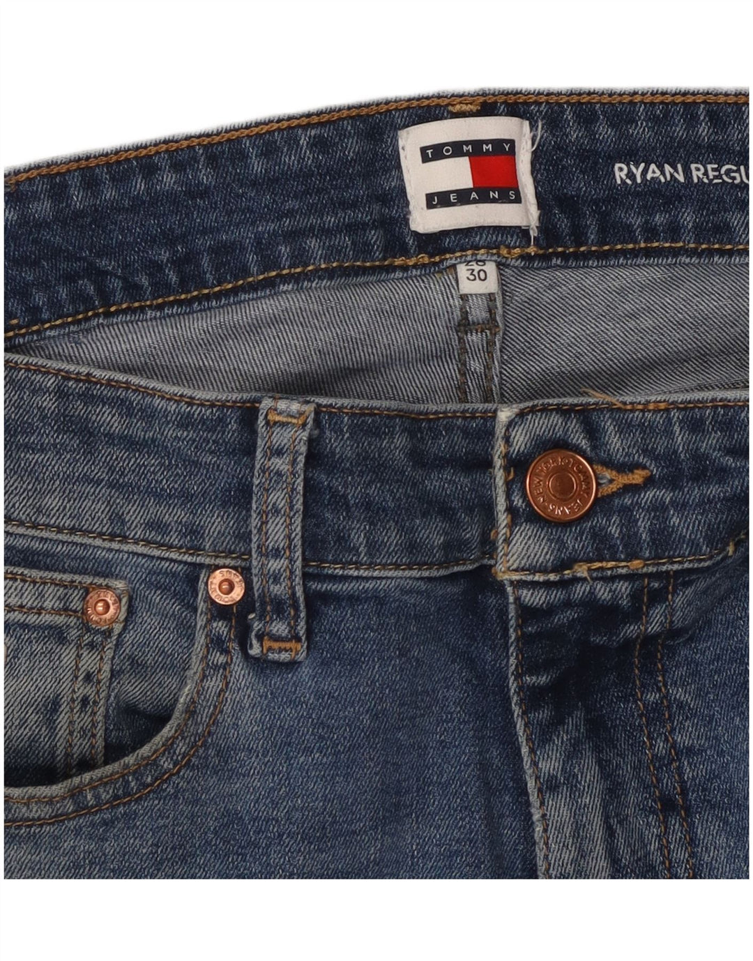 TOMMY HILFIGER Vaqueros rectos regulares Ryan para hombre W28 L30 Azul