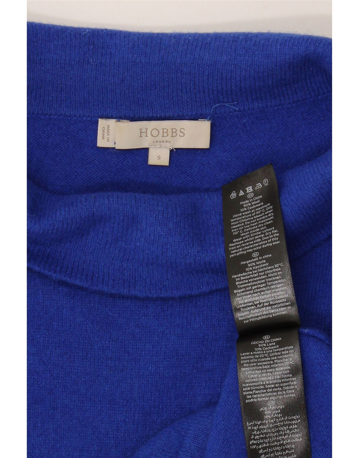 HOBBS Jersey de cuello vuelto para mujer UK 10 Small Blue Wool