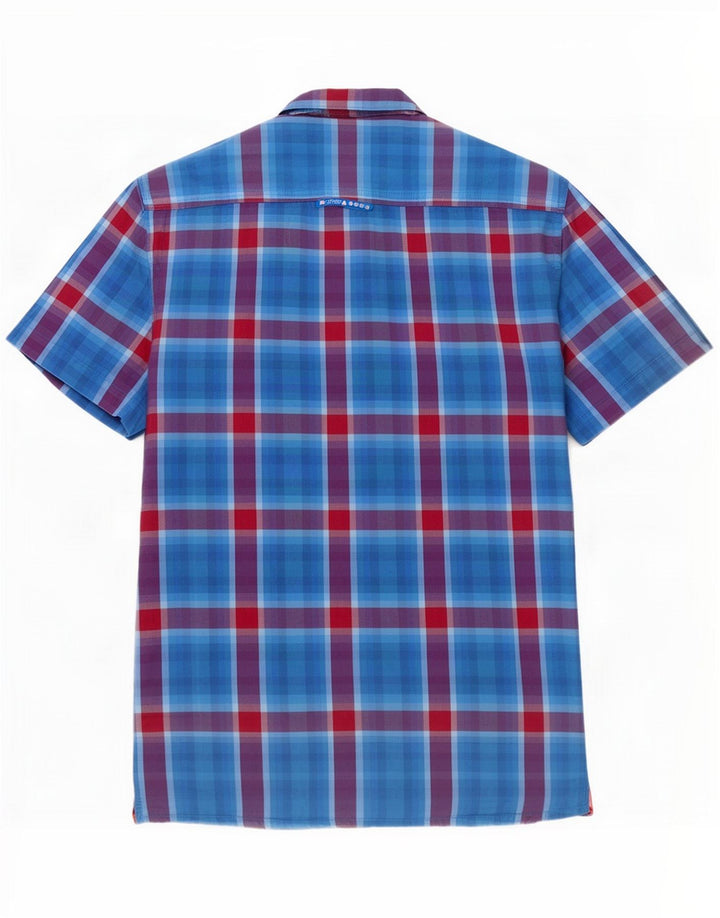 Camisa de manga corta Superdry para hombre de algodón a cuadros azul medio