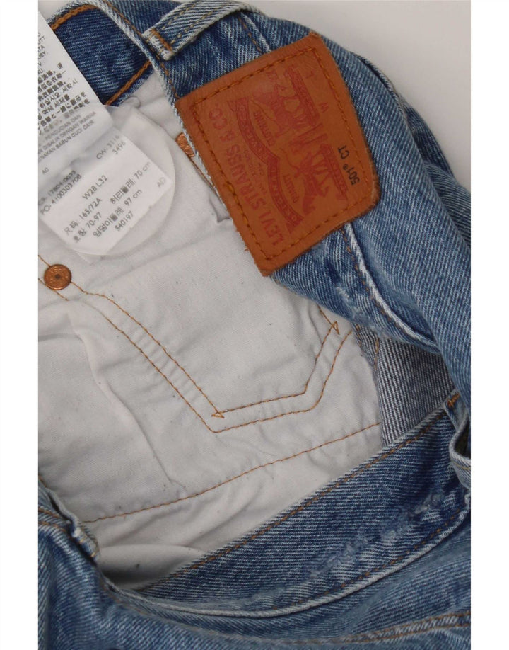 Levi's Mujer 501 Vaqueros Rectos Desgastados W28 L32 Algodón Azul