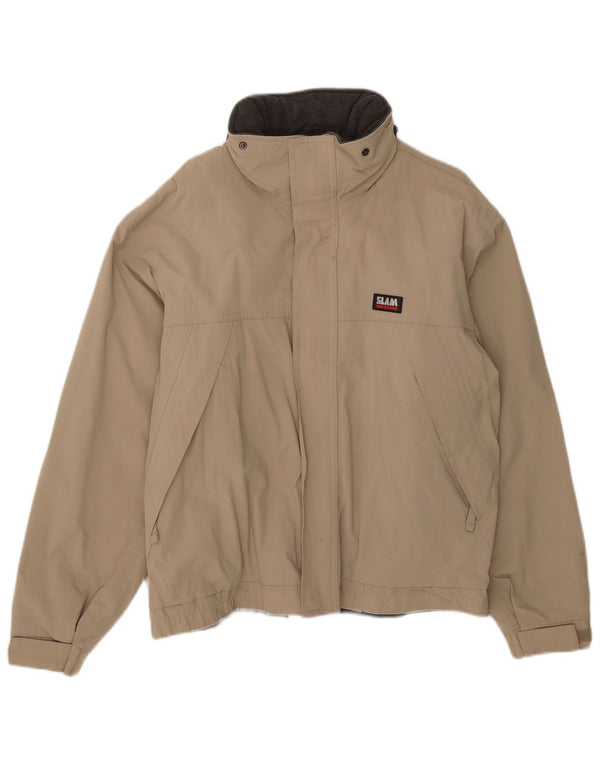 Slam Chaqueta cortavientos con capucha para hombre UK 36 Small Beige Nylon