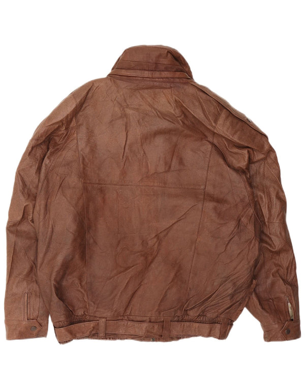 VINTAGE Chaqueta de cuero para hombre IT 52 XL Marrón