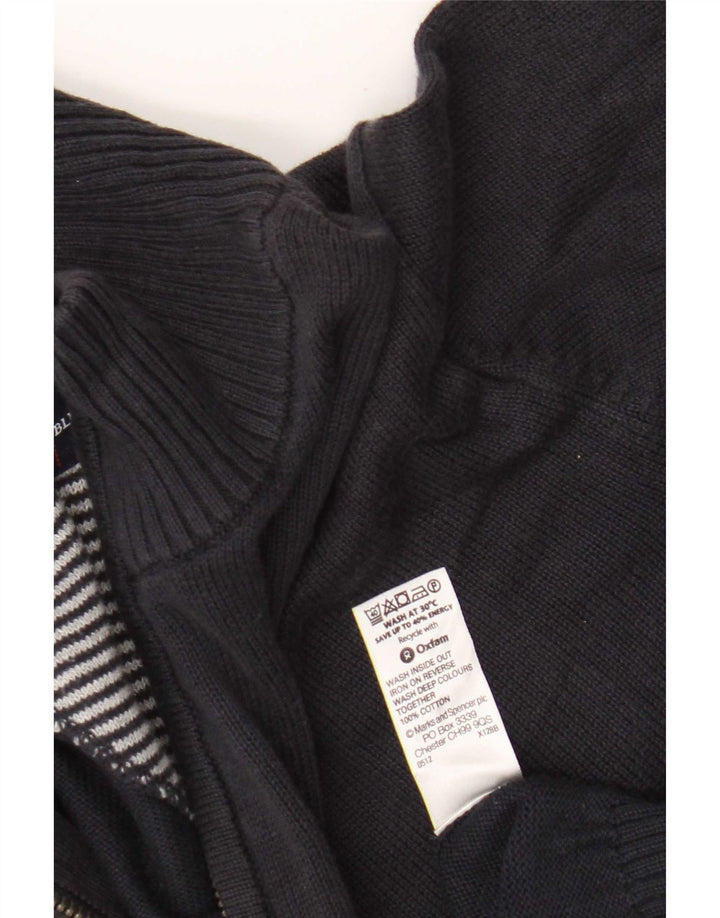Marks & Spencer Jersey tipo jersey con cuello y cremallera para hombre Algodón azul marino mediano