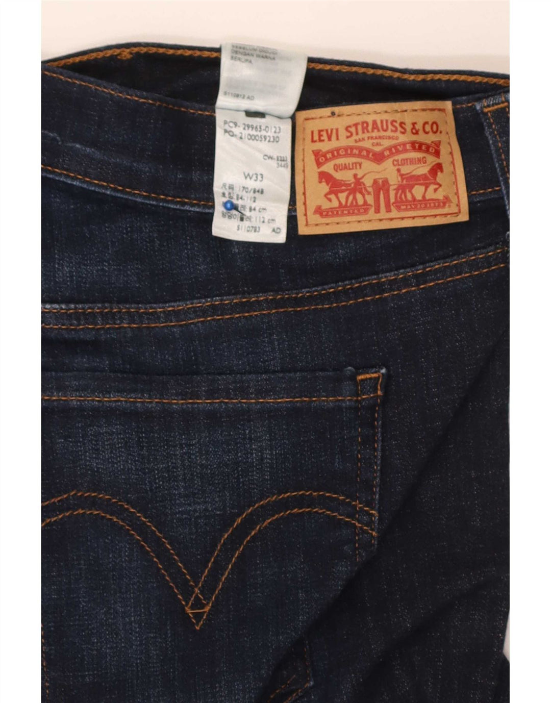 Levi's Pantalones cortos de mezclilla desgastados de talle medio para mujer W33 Algodón azul marino grande