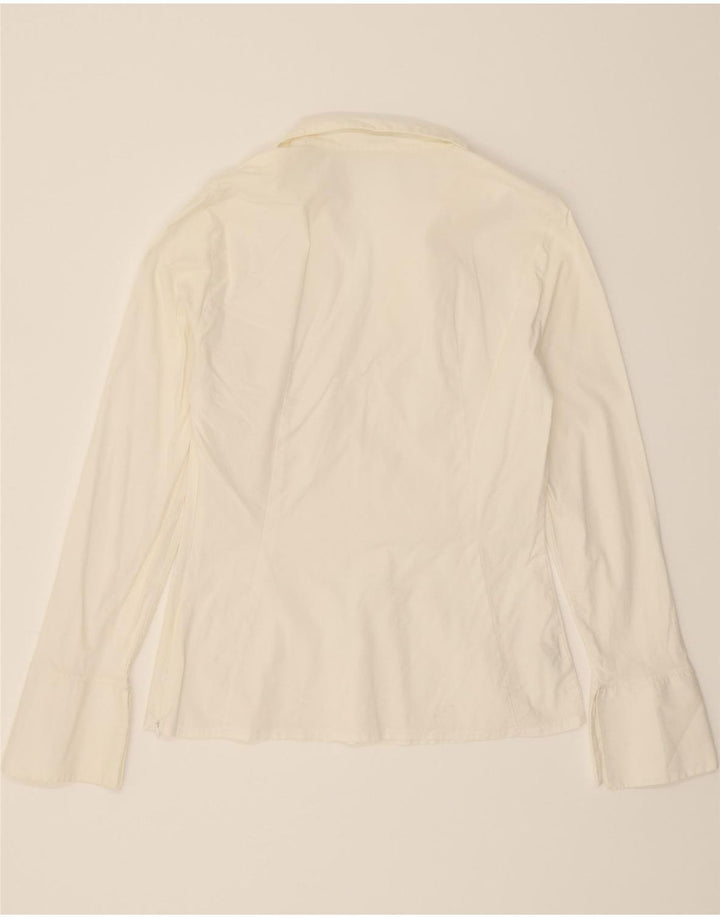 BENETTON Blusa camisera para mujer UK 42 Algodón blanco mediano