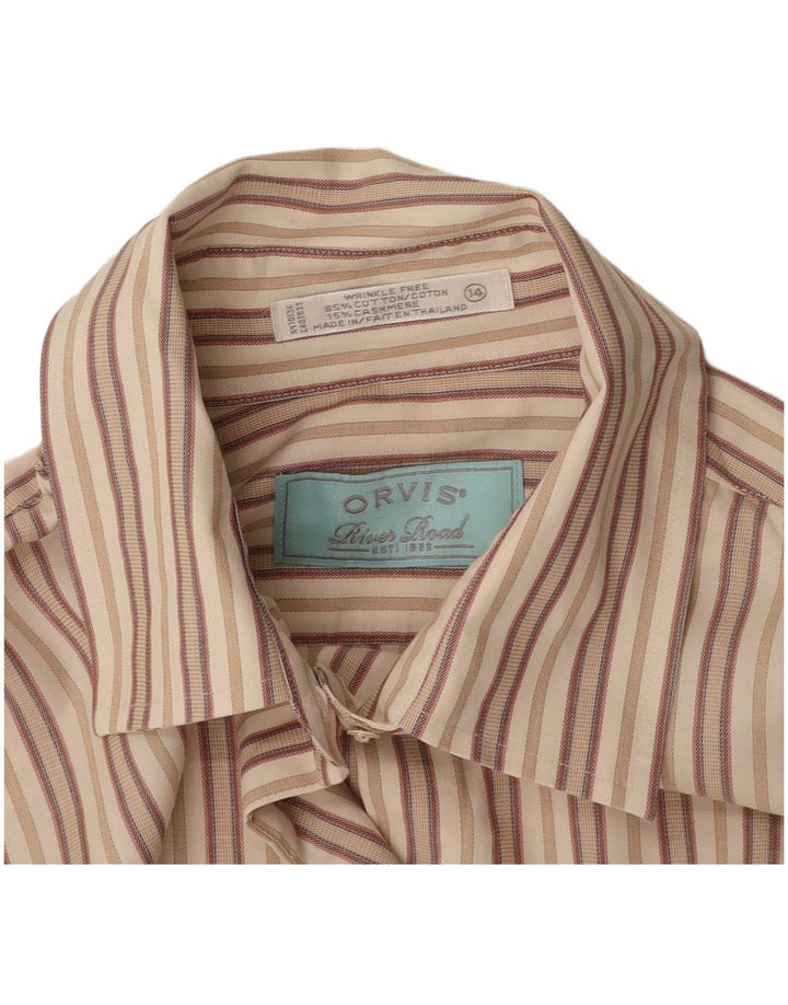 ORVIS Camisa para mujer US 14 XL Algodón a rayas beige