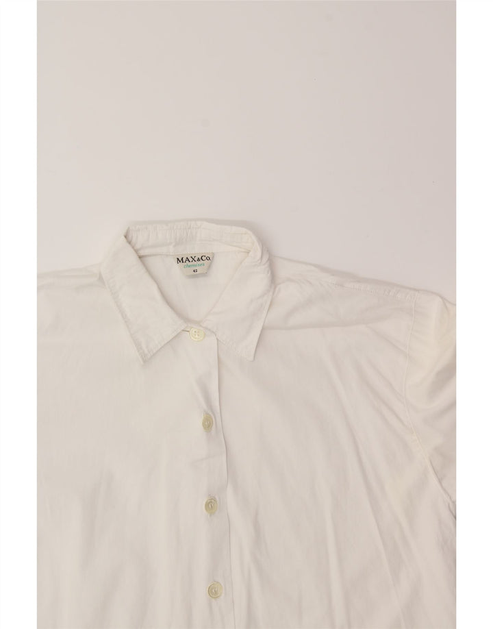 MAX & CO. Womens Longline Loose Fit Shirt UK 12 Medium  White Cotton Vintage Max & Co. and Second-Hand Max & Co. from Messina Hembry 