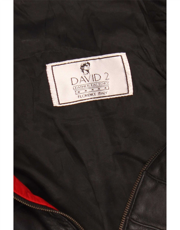 David 2 Chaqueta de cuero para mujer UK 44 Cuero color block rojo mediano