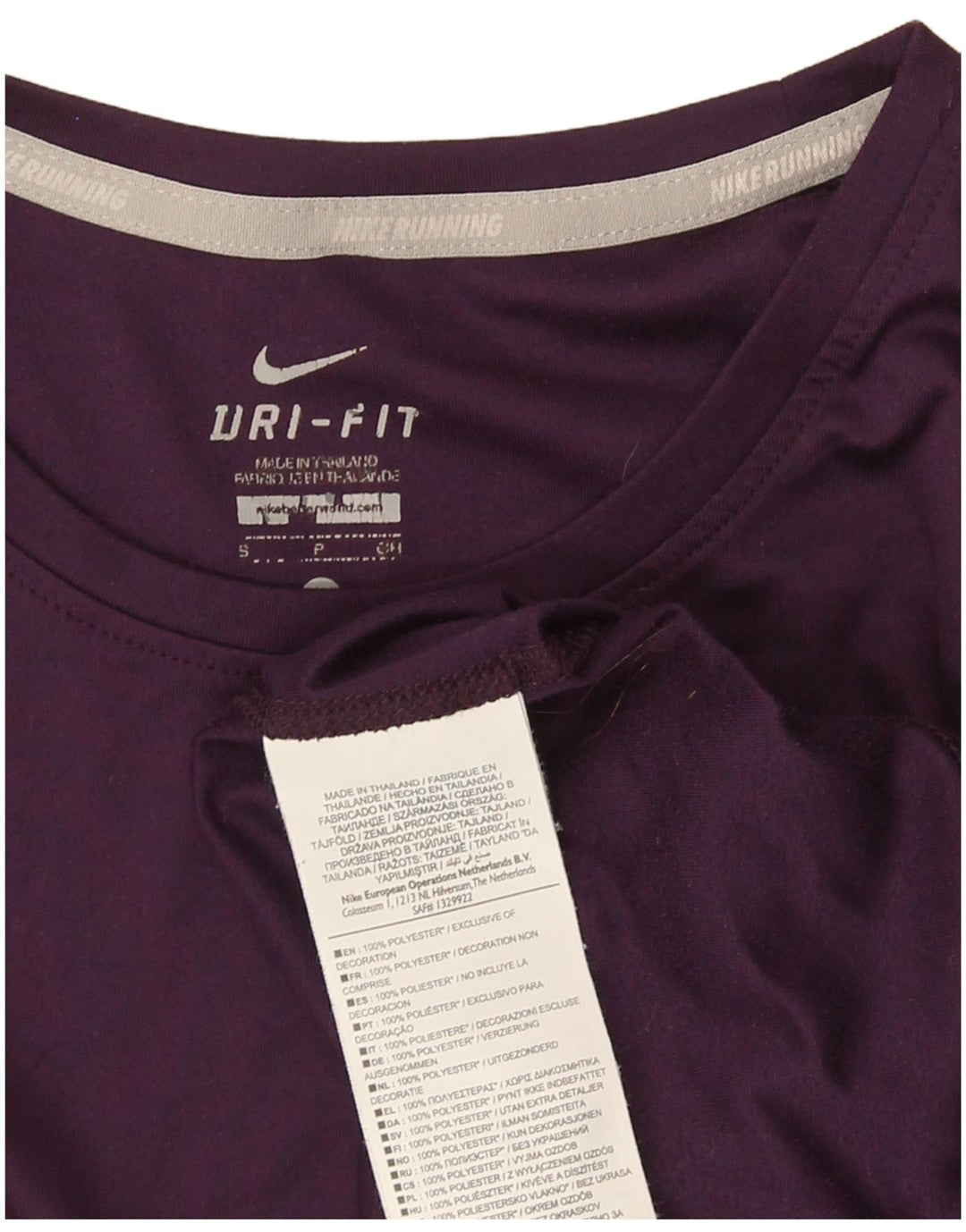 Nike Mujer Dri Fit Camiseta Top UK 8 Small Púrpura Poliéster
