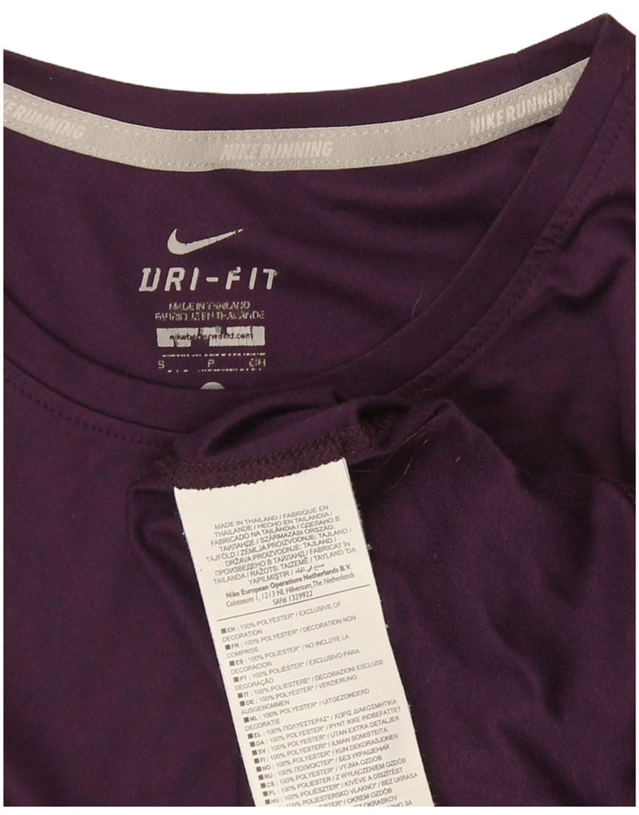 Nike Mujer Dri Fit Camiseta Top UK 8 Small Púrpura Poliéster