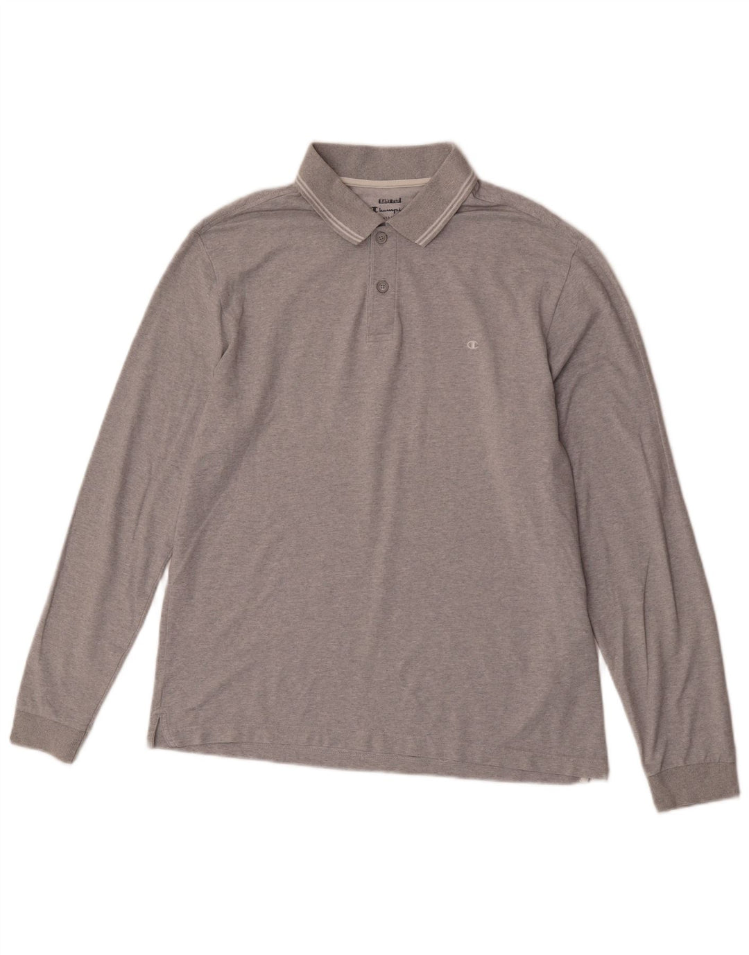 Champion Polo de manga larga para hombre de algodón gris grande